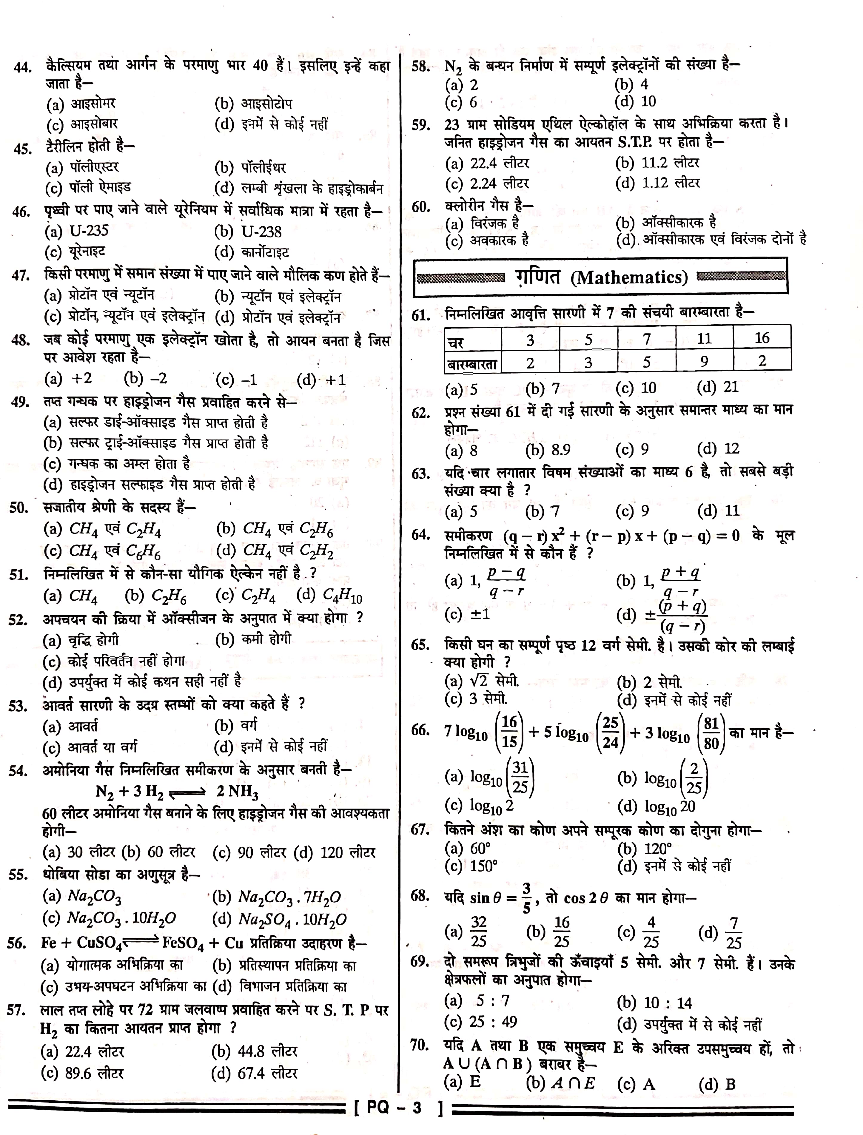 Bihar Polytechnic Question 2001